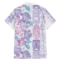 Christmas Aloha Hawaii Tiki Family Matching Short Sleeve Bodycon Dress and Hawaiian Shirt Hibiscus Winter Colors - Polynesian Pride