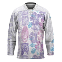 Christmas Aloha Hawaii Tiki Hockey Jersey Hibiscus Winter Colors LT7 Unisex Lavender - Polynesian Pride