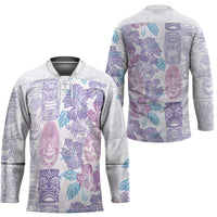 Christmas Aloha Hawaii Tiki Hockey Jersey Hibiscus Winter Colors - Polynesian Pride