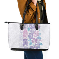 Christmas Aloha Hawaii Tiki Leather Tote Bag Hibiscus Winter Colors LT7 - Polynesian Pride