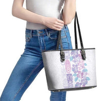 Christmas Aloha Hawaii Tiki Leather Tote Bag Hibiscus Winter Colors LT7 - Polynesian Pride