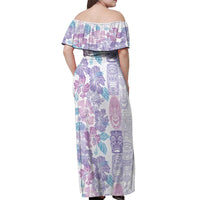 Christmas Aloha Hawaii Tiki Off Shoulder Maxi Dress Hibiscus Winter Colors LT7 - Polynesian Pride