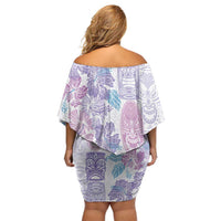 Christmas Aloha Hawaii Tiki Off Shoulder Short Dress Hibiscus Winter Colors LT7 - Polynesian Pride