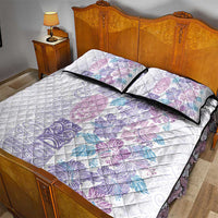 Christmas Aloha Hawaii Tiki Quilt Bed Set Hibiscus Winter Colors - Polynesian Pride