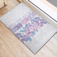 Christmas Aloha Hawaii Tiki Rubber Doormat Hibiscus Winter Colors - Polynesian Pride