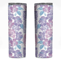 Christmas Aloha Hawaii Tiki Skinny Tumbler Hibiscus Winter Colors LT7 Lavender - Polynesian Pride