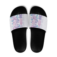 Christmas Aloha Hawaii Tiki Slide Sandals Hibiscus Winter Colors LT7 Lavender - Polynesian Pride