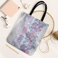 Christmas Aloha Hawaii Tiki Tote Bag Hibiscus Winter Colors LT7 Black Strap One Size Lavender - Polynesian Pride
