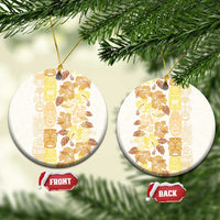 Christmas Aloha Hawaii Tiki Ceramic Ornament Hibiscus Autumn Colors LT7 Circle Yellow - Polynesian Pride