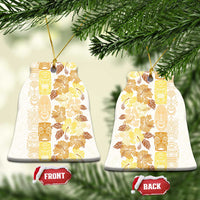 Christmas Aloha Hawaii Tiki Ceramic Ornament Hibiscus Autumn Colors LT7 Bell Flake Yellow - Polynesian Pride