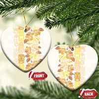 Christmas Aloha Hawaii Tiki Ceramic Ornament Hibiscus Autumn Colors LT7 Heart Yellow - Polynesian Pride