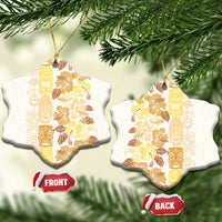 Christmas Aloha Hawaii Tiki Ceramic Ornament Hibiscus Autumn Colors LT7 Snow Flake Yellow - Polynesian Pride