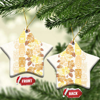 Christmas Aloha Hawaii Tiki Ceramic Ornament Hibiscus Autumn Colors LT7 Star Yellow - Polynesian Pride