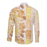 Christmas Aloha Hawaii Tiki Long Sleeve Button Shirt Hibiscus Autumn Colors - Polynesian Pride