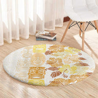 Christmas Aloha Hawaii Tiki Round Carpet Hibiscus Autumn Colors - Polynesian Pride