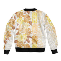 Christmas Aloha Hawaii Tiki Sleeve Zip Bomber Jacket Hibiscus Autumn Colors - Polynesian Pride