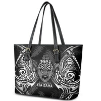 Custom New Zealand Rugby Leather Tote Bag 2023 World Cup Aotearoa Haka Face LT7 - Polynesian Pride