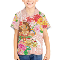 Aloha Hawaii Kid Hawaiian Shirt Kawaii Mele Kalikimaka - Pastel Fever LT7 Kid Peach - Polynesian Pride