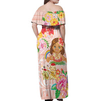 Aloha Hawaii Off Shoulder Maxi Dress Kawaii Mele Kalikimaka - Pastel Fever