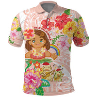 Aloha Hawaii Polo Shirt Kawaii Mele Kalikimaka - Pastel Fever LT7 Peach - Polynesian Pride