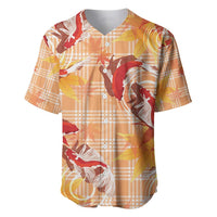 Orange Palaka Hawaii Aloha Baseball Jersey Koi Pond Mix Japanese Maple LT7 Orange - Polynesian Pride