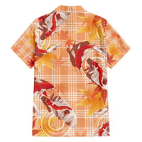 Orange Palaka Hawaii Aloha Family Matching Long Sleeve Bodycon Dress and Hawaiian Shirt Koi Pond Mix Japanese Maple - Polynesian Pride