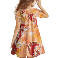 Orange Palaka Hawaii Aloha Family Matching Off Shoulder Short Dress and Hawaiian Shirt Koi Pond Mix Japanese Maple - Polynesian Pride