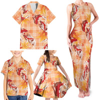 Orange Palaka Hawaii Aloha Family Matching Tank Maxi Dress and Hawaiian Shirt Koi Pond Mix Japanese Maple LT7 - Polynesian Pride