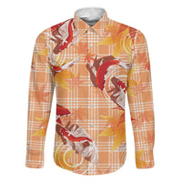 Orange Palaka Hawaii Aloha Family Matching Tank Maxi Dress and Hawaiian Shirt Koi Pond Mix Japanese Maple LT7 Dad's Shirt - Long Sleeve Orange - Polynesian Pride