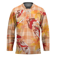 Orange Palaka Hawaii Aloha Hockey Jersey Koi Pond Mix Japanese Maple LT7 Unisex Orange - Polynesian Pride
