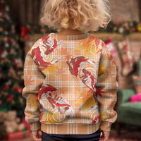 Orange Palaka Hawaii Aloha Kid Ugly Christmas Sweater Koi Pond Mix Japanese Maple - Polynesian Pride