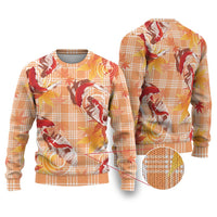 Orange Palaka Hawaii Aloha Ugly Christmas Sweater Koi Pond Mix Japanese Maple LT7 Orange - Polynesian Pride
