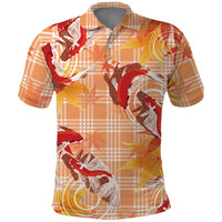 Orange Palaka Hawaii Aloha Polo Shirt Koi Pond Mix Japanese Maple LT7 Orange - Polynesian Pride