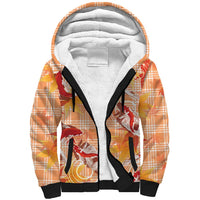 Orange Palaka Hawaii Aloha Sherpa Hoodie Koi Pond Mix Japanese Maple LT7 Unisex Orange - Polynesian Pride