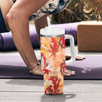Orange Palaka Hawaii Aloha Tumbler With Handle Koi Pond Mix Japanese Maple - Polynesian Pride