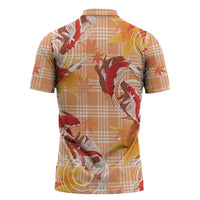 Orange Palaka Hawaii Aloha Zipper Polo Shirt Koi Pond Mix Japanese Maple - Polynesian Pride