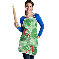 Lime Palaka Hawaii Aloha Apron Koi Pond Mix Monstera - Polynesian Pride