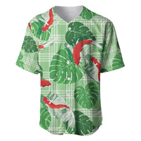Lime Palaka Hawaii Aloha Baseball Jersey Koi Pond Mix Monstera LT7 Lime Green - Polynesian Pride