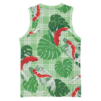 Lime Palaka Hawaii Aloha Basketball Jersey Koi Pond Mix Monstera - Polynesian Pride