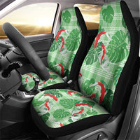 Lime Palaka Hawaii Aloha Car Seat Cover Koi Pond Mix Monstera - Polynesian Pride