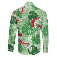 Lime Palaka Hawaii Aloha Family Matching Puletasi and Hawaiian Shirt Koi Pond Mix Monstera LT7 - Polynesian Pride
