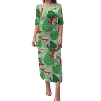 Lime Palaka Hawaii Aloha Family Matching Puletasi and Hawaiian Shirt Koi Pond Mix Monstera LT7 Lime Green - Polynesian Pride