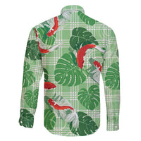 Lime Palaka Hawaii Aloha Family Matching Short Sleeve Bodycon Dress and Hawaiian Shirt Koi Pond Mix Monstera - Polynesian Pride