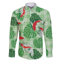 Lime Palaka Hawaii Aloha Family Matching Summer Maxi Dress and Hawaiian Shirt Koi Pond Mix Monstera - Polynesian Pride