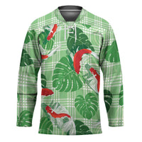 Lime Palaka Hawaii Aloha Hockey Jersey Koi Pond Mix Monstera LT7 Unisex Lime Green - Polynesian Pride