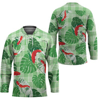 Lime Palaka Hawaii Aloha Hockey Jersey Koi Pond Mix Monstera LT7 - Polynesian Pride