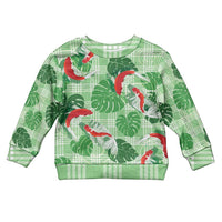 Lime Palaka Hawaii Aloha Kid Ugly Christmas Sweater Koi Pond Mix Monstera LT7 Kid Lime Green - Polynesian Pride