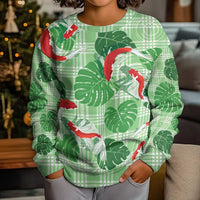 Lime Palaka Hawaii Aloha Kid Ugly Christmas Sweater Koi Pond Mix Monstera LT7 - Polynesian Pride