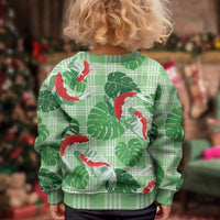 Lime Palaka Hawaii Aloha Kid Ugly Christmas Sweater Koi Pond Mix Monstera LT7 - Polynesian Pride