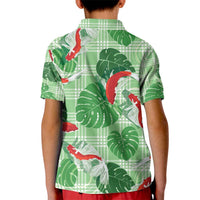Lime Palaka Hawaii Aloha Kid Polo Shirt Koi Pond Mix Monstera - Polynesian Pride